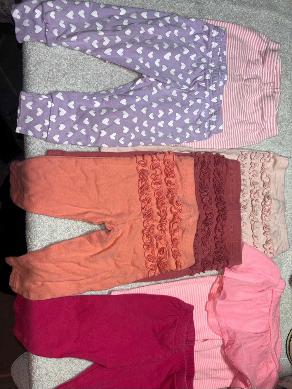 Carter's Girls' Purple Heart Print & Mixed Pink Ruffle Leggings - 6 Pack